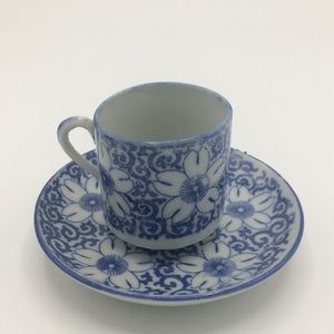 Stoneware antique set saucer & cup hand painted